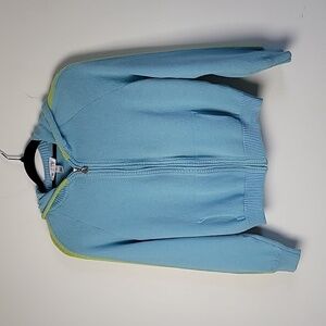 St John Sport Marie Gray Blue Full Zip Hooded Knit Sweater Size S